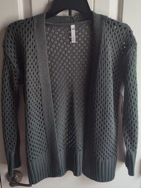 SO Olive Open-Knit Girls Cardigan Sweater